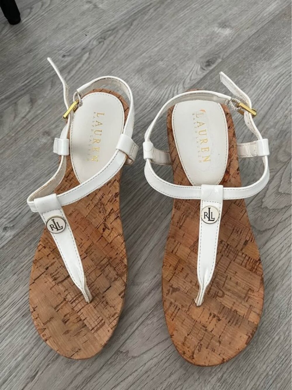 LAUREN RALPH LAUREN Women'S White Wedge Sandals SZ 8